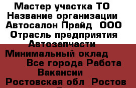 Мастер участка ТО › Название организации ­ Автосалон Прайд, ООО › Отрасль предприятия ­ Автозапчасти › Минимальный оклад ­ 20 000 - Все города Работа » Вакансии   . Ростовская обл.,Ростов-на-Дону г.